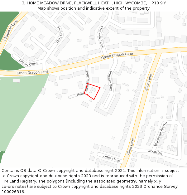 3, HOME MEADOW DRIVE, FLACKWELL HEATH, HIGH WYCOMBE, HP10 9JY: Location map and indicative extent of plot