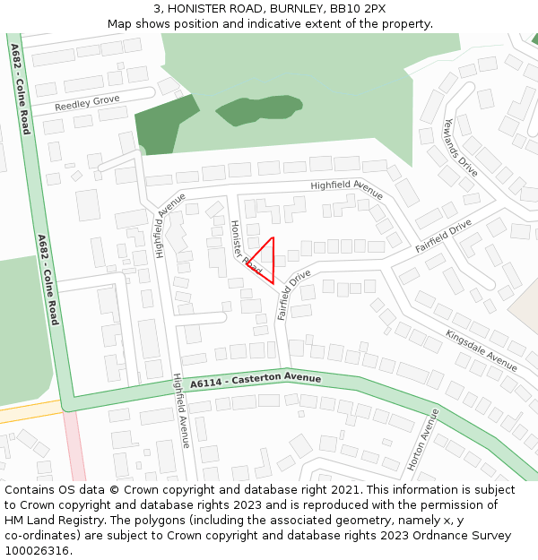 3, HONISTER ROAD, BURNLEY, BB10 2PX: Location map and indicative extent of plot