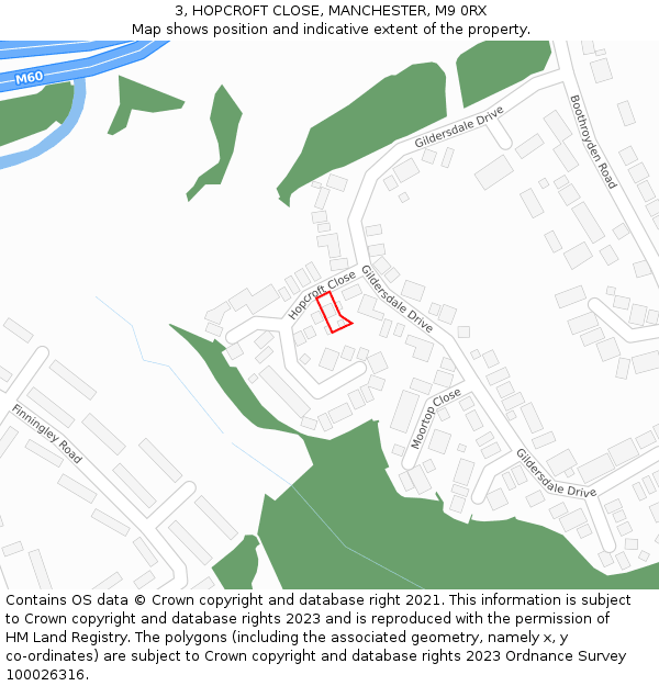 3, HOPCROFT CLOSE, MANCHESTER, M9 0RX: Location map and indicative extent of plot