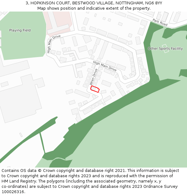 3, HOPKINSON COURT, BESTWOOD VILLAGE, NOTTINGHAM, NG6 8YY: Location map and indicative extent of plot