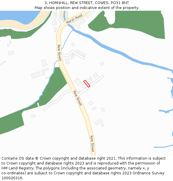 3, HORNHILL, REW STREET, COWES, PO31 8NT: Location map and indicative extent of plot