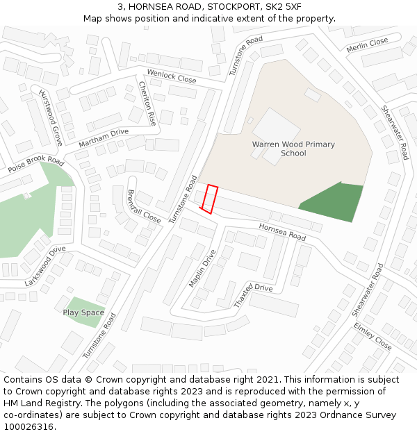 3, HORNSEA ROAD, STOCKPORT, SK2 5XF: Location map and indicative extent of plot