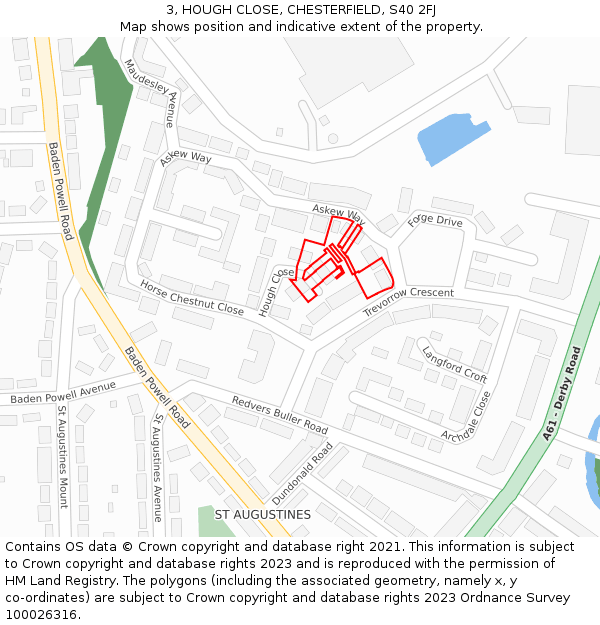 3, HOUGH CLOSE, CHESTERFIELD, S40 2FJ: Location map and indicative extent of plot