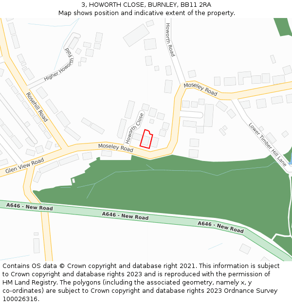 3, HOWORTH CLOSE, BURNLEY, BB11 2RA: Location map and indicative extent of plot