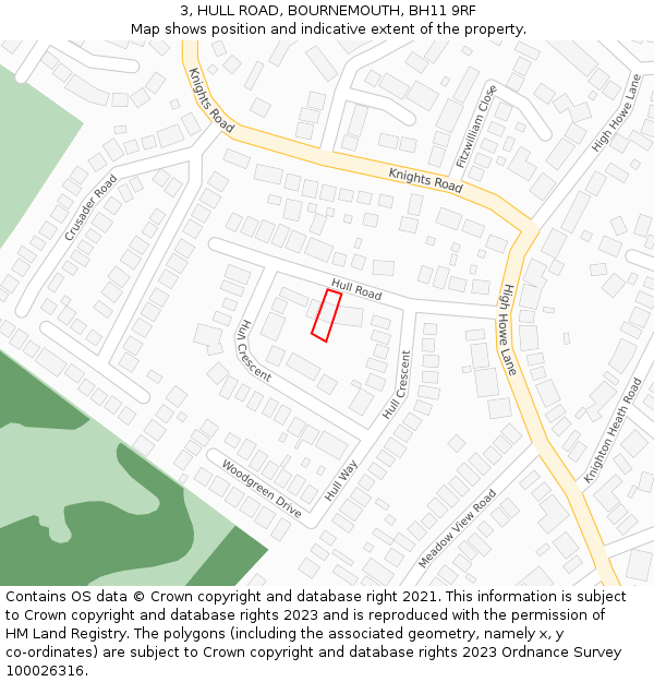 3, HULL ROAD, BOURNEMOUTH, BH11 9RF: Location map and indicative extent of plot