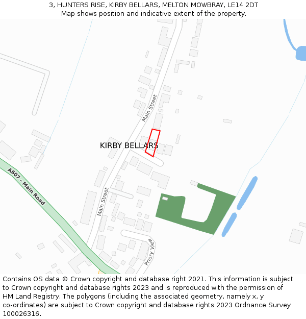 3, HUNTERS RISE, KIRBY BELLARS, MELTON MOWBRAY, LE14 2DT: Location map and indicative extent of plot