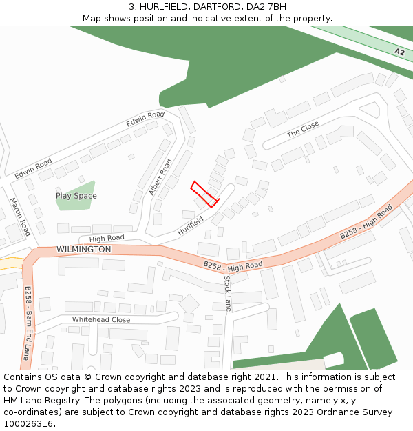 3, HURLFIELD, DARTFORD, DA2 7BH: Location map and indicative extent of plot