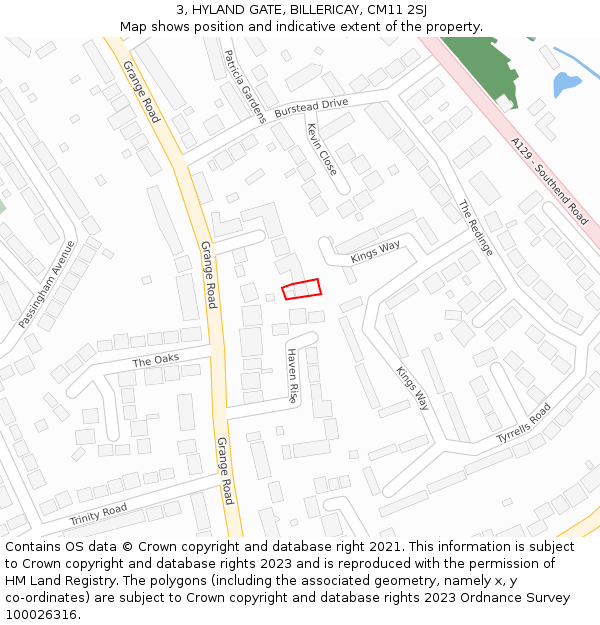 3, HYLAND GATE, BILLERICAY, CM11 2SJ: Location map and indicative extent of plot