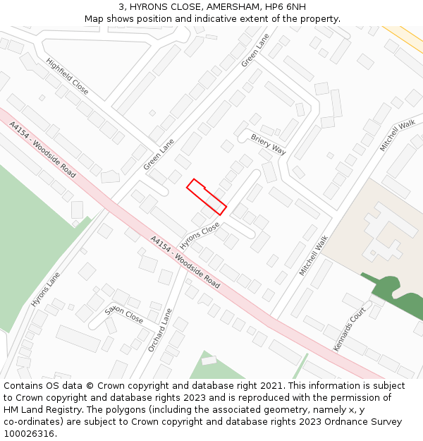 3, HYRONS CLOSE, AMERSHAM, HP6 6NH: Location map and indicative extent of plot