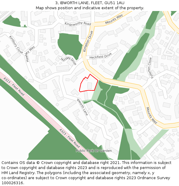3, IBWORTH LANE, FLEET, GU51 1AU: Location map and indicative extent of plot