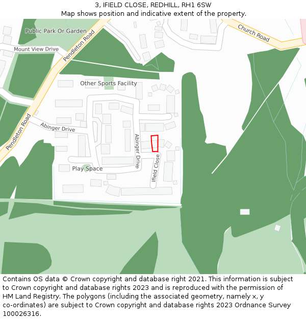3, IFIELD CLOSE, REDHILL, RH1 6SW: Location map and indicative extent of plot