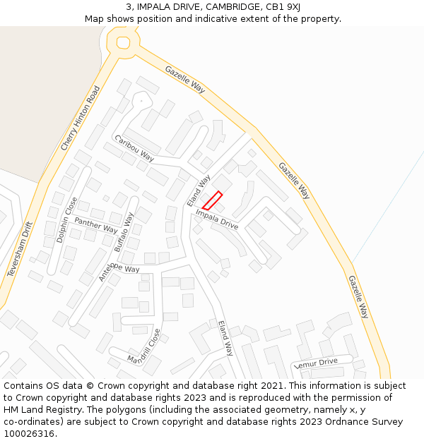 3, IMPALA DRIVE, CAMBRIDGE, CB1 9XJ: Location map and indicative extent of plot