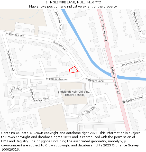 3, INGLEMIRE LANE, HULL, HU6 7TD: Location map and indicative extent of plot