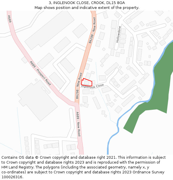 3, INGLENOOK CLOSE, CROOK, DL15 8GA: Location map and indicative extent of plot