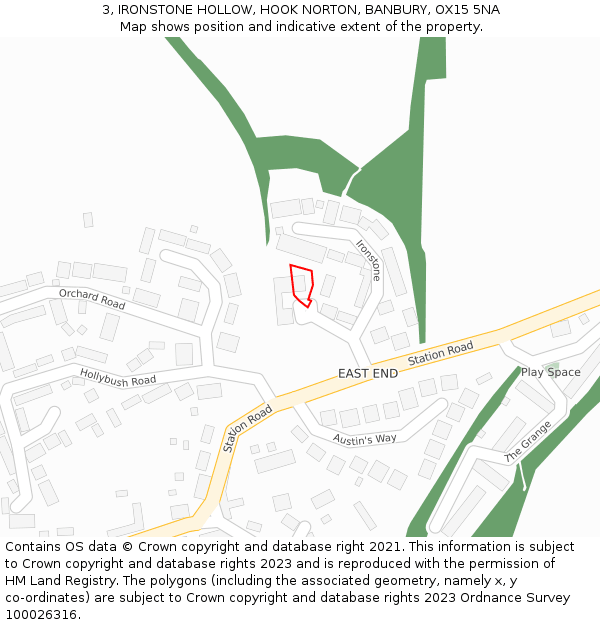 3, IRONSTONE HOLLOW, HOOK NORTON, BANBURY, OX15 5NA: Location map and indicative extent of plot