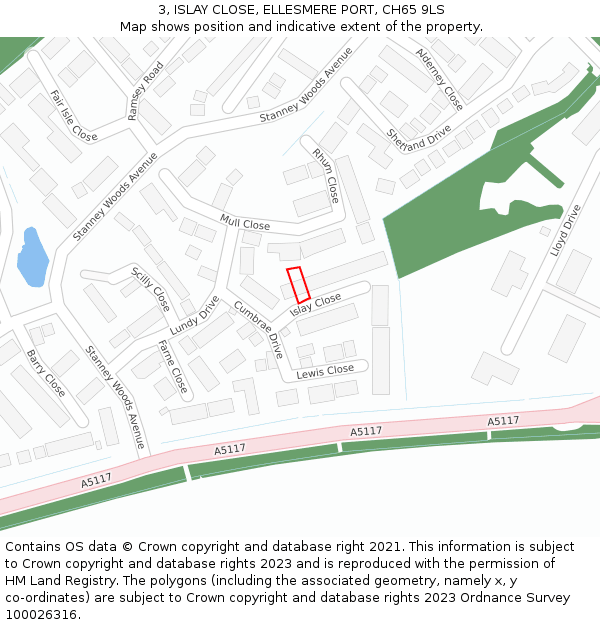 3, ISLAY CLOSE, ELLESMERE PORT, CH65 9LS: Location map and indicative extent of plot