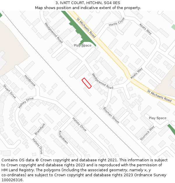 3, IVATT COURT, HITCHIN, SG4 0ES: Location map and indicative extent of plot