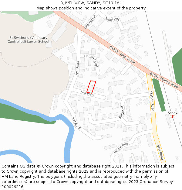 3, IVEL VIEW, SANDY, SG19 1AU: Location map and indicative extent of plot