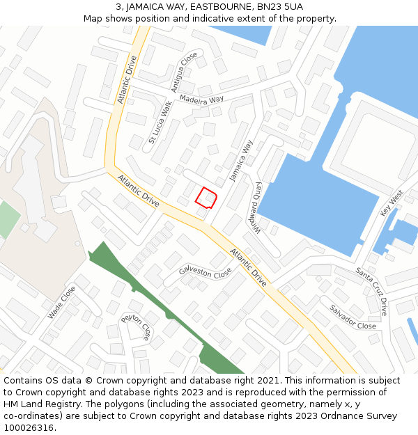 3, JAMAICA WAY, EASTBOURNE, BN23 5UA: Location map and indicative extent of plot