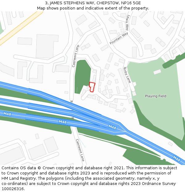 3, JAMES STEPHENS WAY, CHEPSTOW, NP16 5GE: Location map and indicative extent of plot