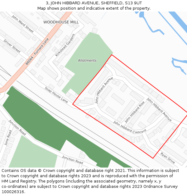 3, JOHN HIBBARD AVENUE, SHEFFIELD, S13 9UT: Location map and indicative extent of plot