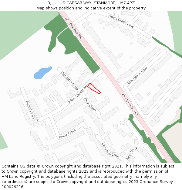 3, JULIUS CAESAR WAY, STANMORE, HA7 4PZ: Location map and indicative extent of plot