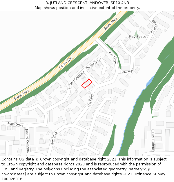 3, JUTLAND CRESCENT, ANDOVER, SP10 4NB: Location map and indicative extent of plot