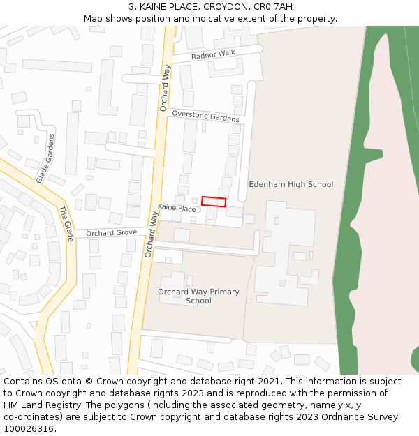3, KAINE PLACE, CROYDON, CR0 7AH: Location map and indicative extent of plot