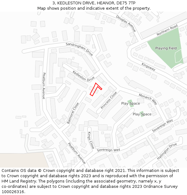 3, KEDLESTON DRIVE, HEANOR, DE75 7TP: Location map and indicative extent of plot