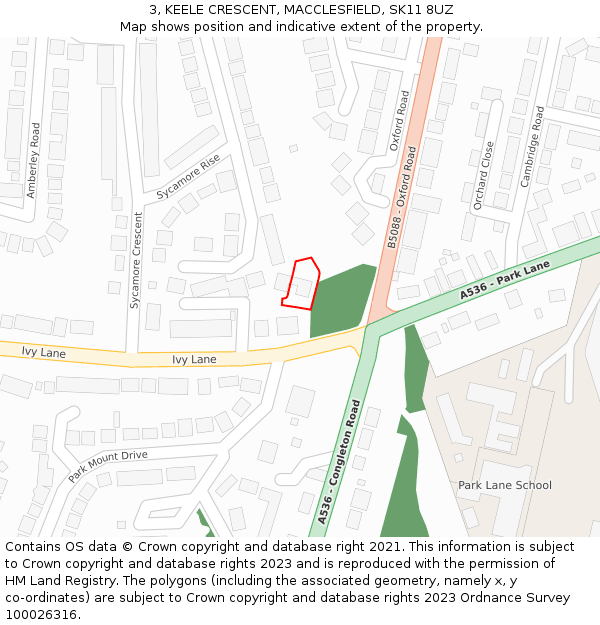 3, KEELE CRESCENT, MACCLESFIELD, SK11 8UZ: Location map and indicative extent of plot