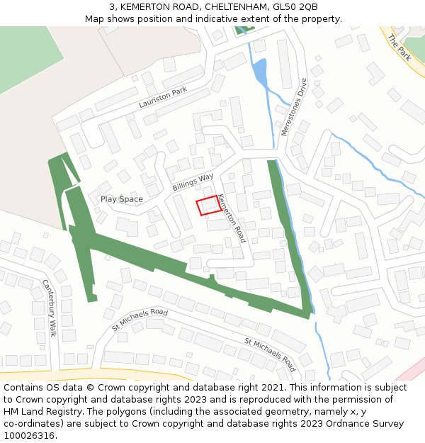 3, KEMERTON ROAD, CHELTENHAM, GL50 2QB: Location map and indicative extent of plot