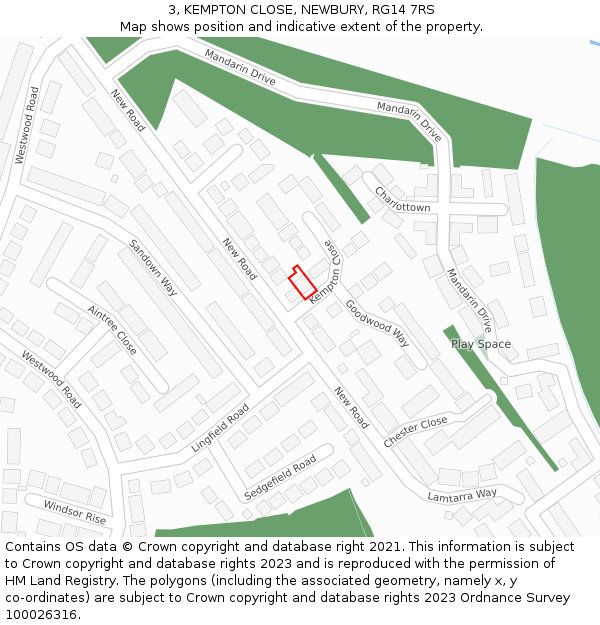 3, KEMPTON CLOSE, NEWBURY, RG14 7RS: Location map and indicative extent of plot
