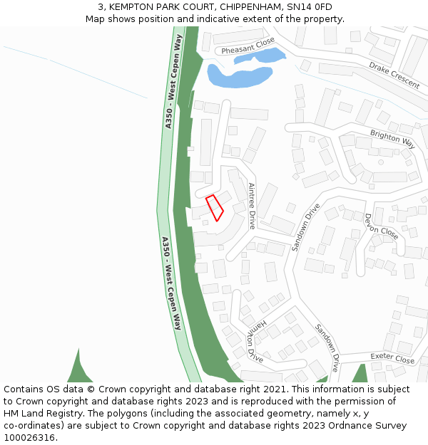 3, KEMPTON PARK COURT, CHIPPENHAM, SN14 0FD: Location map and indicative extent of plot