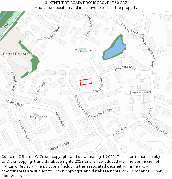 3, KENTMERE ROAD, BROMSGROVE, B60 2RZ: Location map and indicative extent of plot