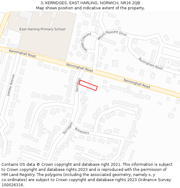 3, KERRIDGES, EAST HARLING, NORWICH, NR16 2QB: Location map and indicative extent of plot