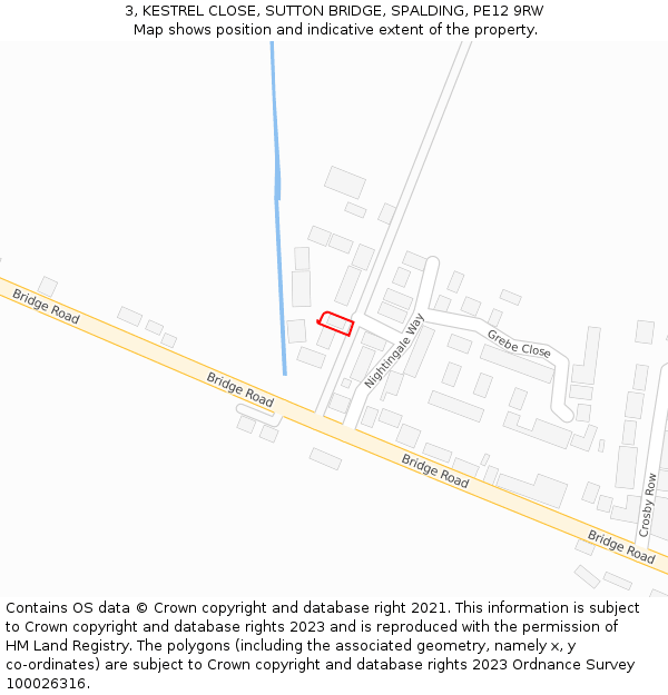 3, KESTREL CLOSE, SUTTON BRIDGE, SPALDING, PE12 9RW: Location map and indicative extent of plot