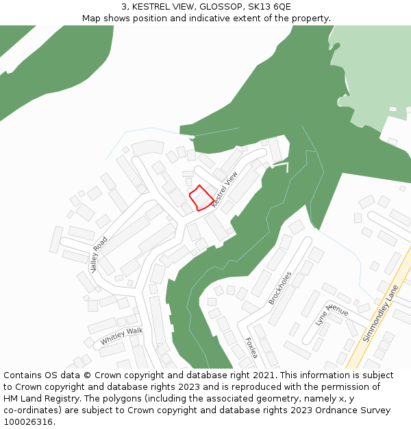 3, KESTREL VIEW, GLOSSOP, SK13 6QE: Location map and indicative extent of plot