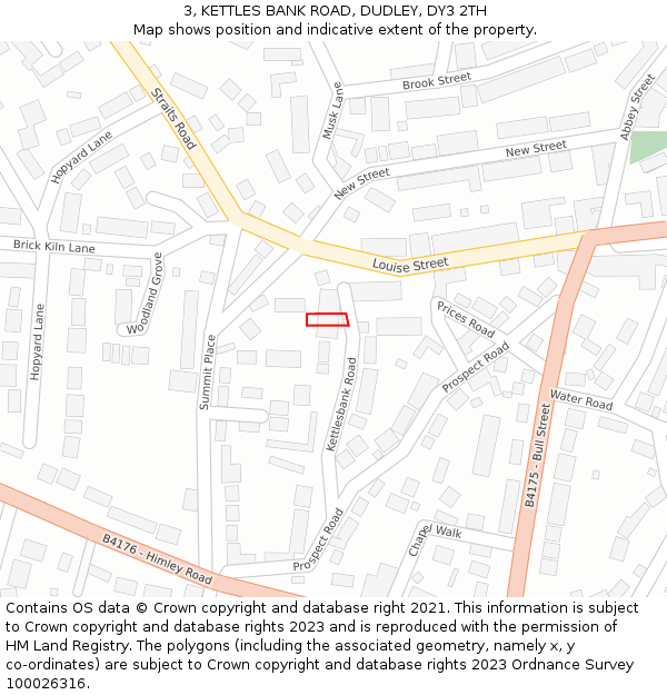 3, KETTLES BANK ROAD, DUDLEY, DY3 2TH: Location map and indicative extent of plot