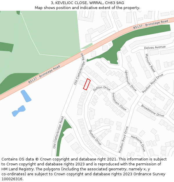 3, KEVELIOC CLOSE, WIRRAL, CH63 9AG: Location map and indicative extent of plot