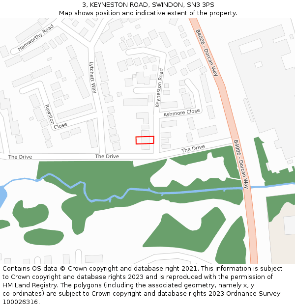3, KEYNESTON ROAD, SWINDON, SN3 3PS: Location map and indicative extent of plot