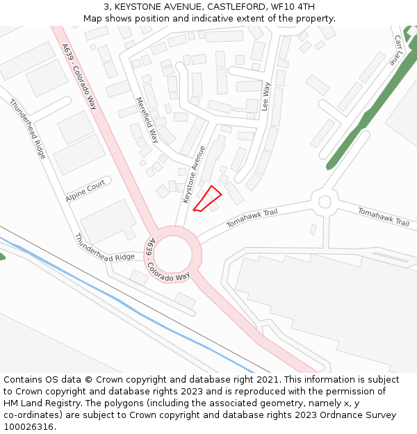 3, KEYSTONE AVENUE, CASTLEFORD, WF10 4TH: Location map and indicative extent of plot