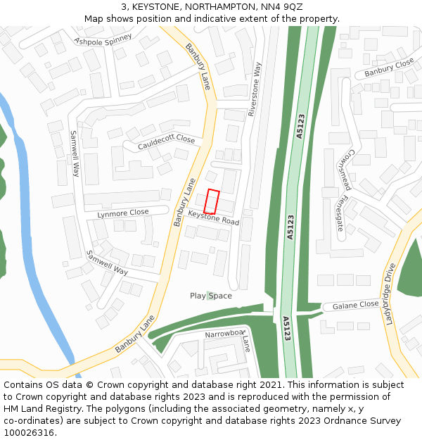 3, KEYSTONE, NORTHAMPTON, NN4 9QZ: Location map and indicative extent of plot
