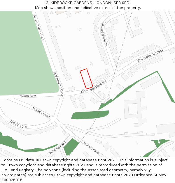 3, KIDBROOKE GARDENS, LONDON, SE3 0PD: Location map and indicative extent of plot