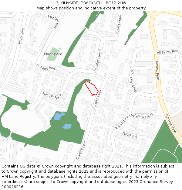 3, KILNSIDE, BRACKNELL, RG12 2HW: Location map and indicative extent of plot