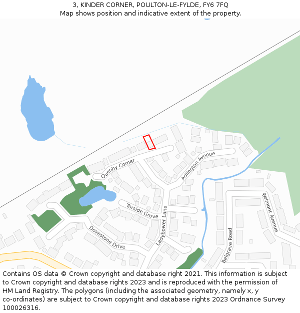 3, KINDER CORNER, POULTON-LE-FYLDE, FY6 7FQ: Location map and indicative extent of plot