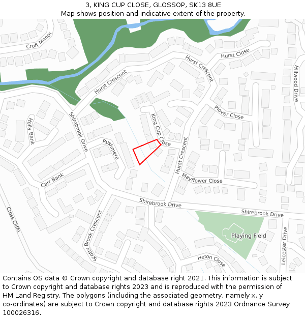 3, KING CUP CLOSE, GLOSSOP, SK13 8UE: Location map and indicative extent of plot