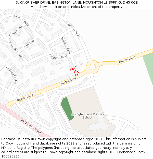 3, KINGFISHER DRIVE, EASINGTON LANE, HOUGHTON LE SPRING, DH5 0GE: Location map and indicative extent of plot