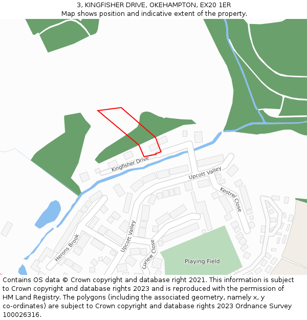 3, KINGFISHER DRIVE, OKEHAMPTON, EX20 1ER: Location map and indicative extent of plot