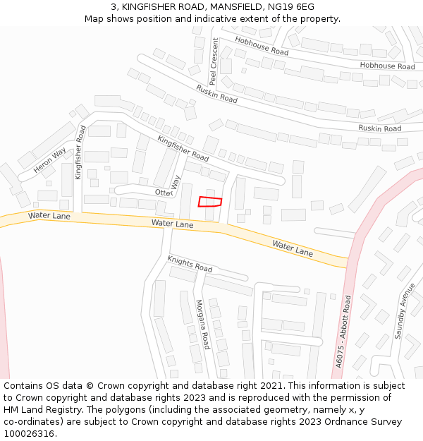 3, KINGFISHER ROAD, MANSFIELD, NG19 6EG: Location map and indicative extent of plot