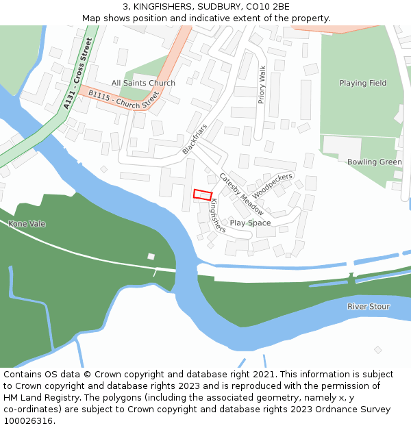 3, KINGFISHERS, SUDBURY, CO10 2BE: Location map and indicative extent of plot